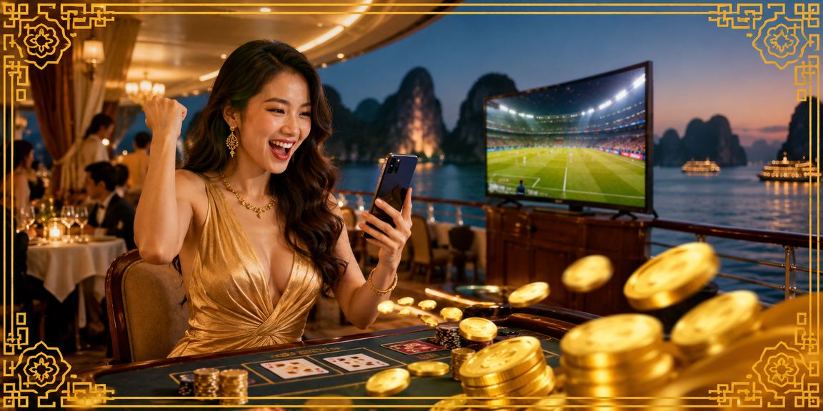 Người chơi tham gia baccarat trực tuyến với phong cảnh Vịnh Hạ Long đẹp mắt