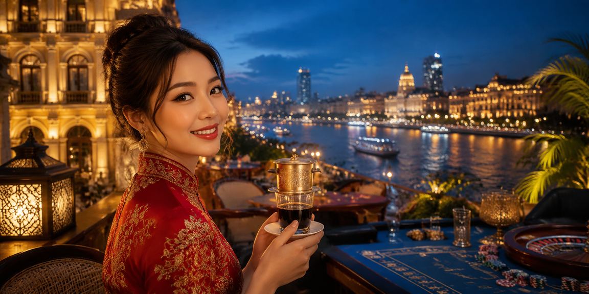 Không khí giải trí casino sôi động tại Sài Gòn với người chơi và cà phê